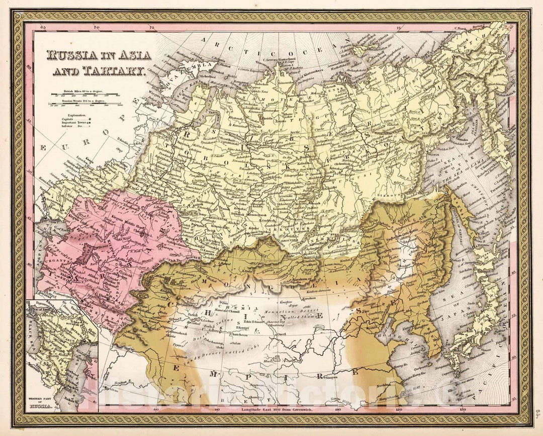 Historic Map : 1850 Russia in Asia and Tartary. - Vintage Wall Art