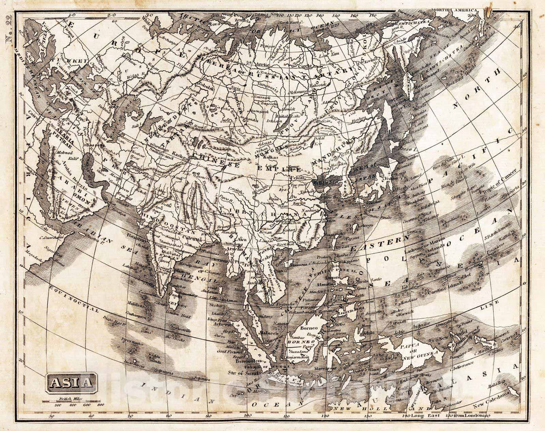 Historic Map : School Atlas - 1822 Asia - Vintage Wall Art