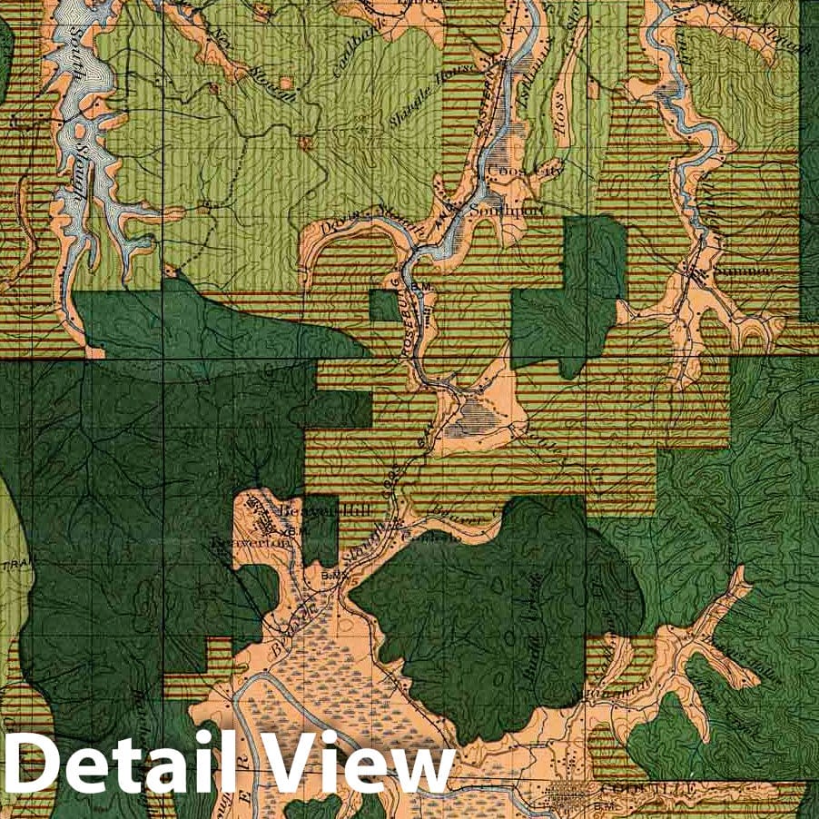 Historic Wall Map : Geologic Atlas - 1900 Plate CXXVII. Coos Bay Quadrangle, Oregon, Land Classification and Density of Standing Timber. - Vintage Wall Art