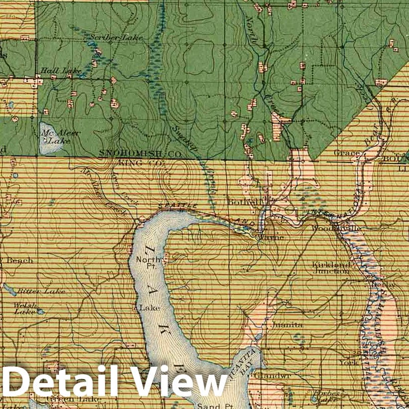 Historic Map : Geologic Atlas - 1900 Plate CXXX. Seattle Quadrangle, Washington, Land Classification and Density of Standing Timber. - Vintage Wall Art