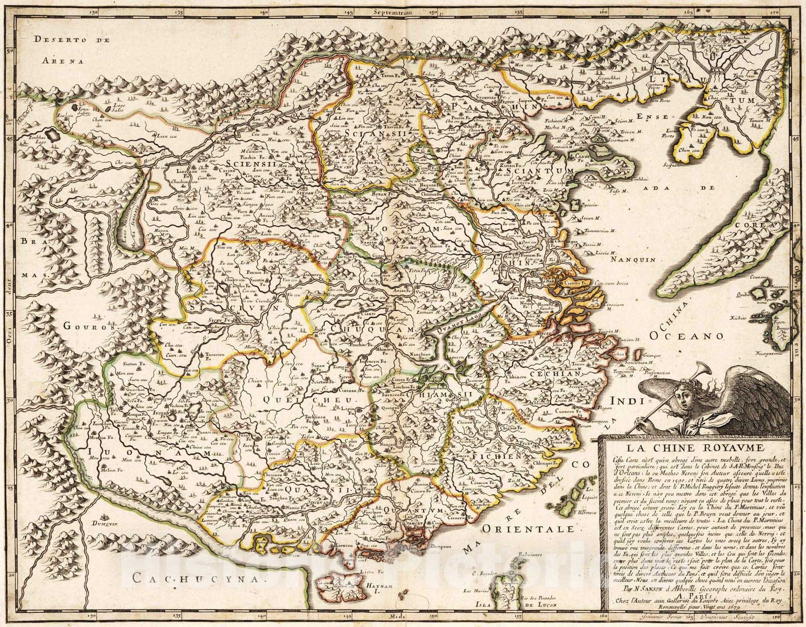 Historic Map : 1679 Kingdom of China. - Vintage Wall Art