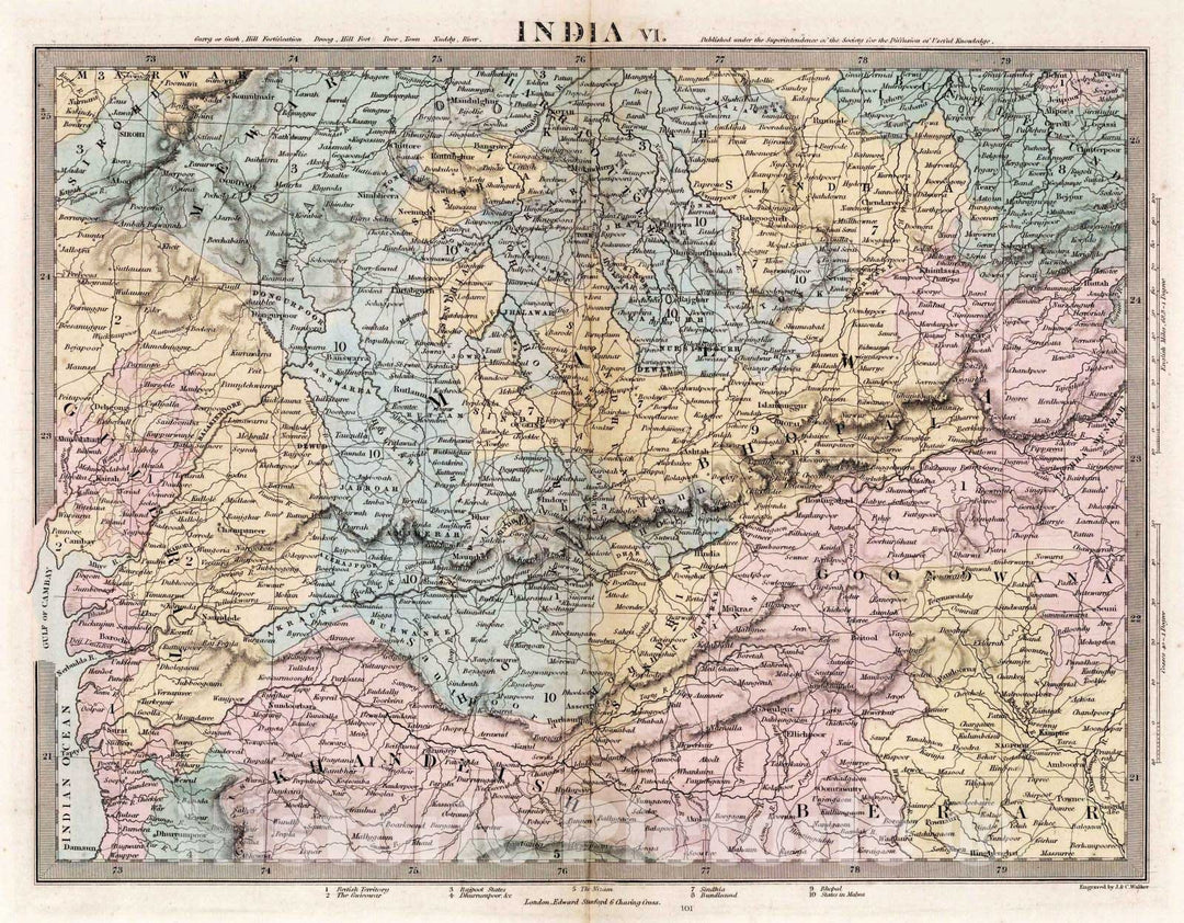 Historic Map : India, 1856 India VI , Vintage Wall Art