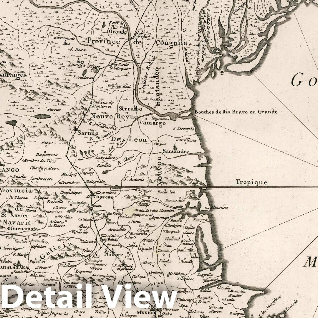 Historic Map : Mexico, Texas, Gulf of North America 1782 Carte d'une partie de l'Amerique Septentrionale , Vintage Wall Art