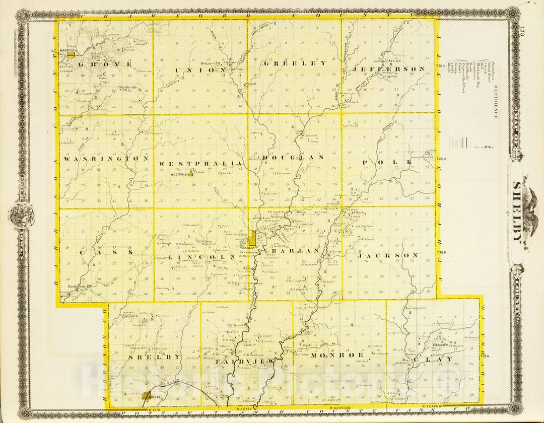 Historic Map : 1875 Map of Monona County, State of Iowa. v1 - Vintage Wall Art