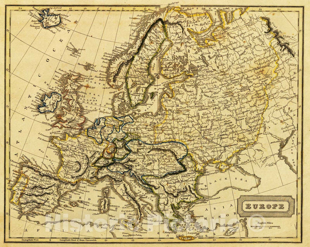 Historic Map : 1820 Europe. v1 - Vintage Wall Art