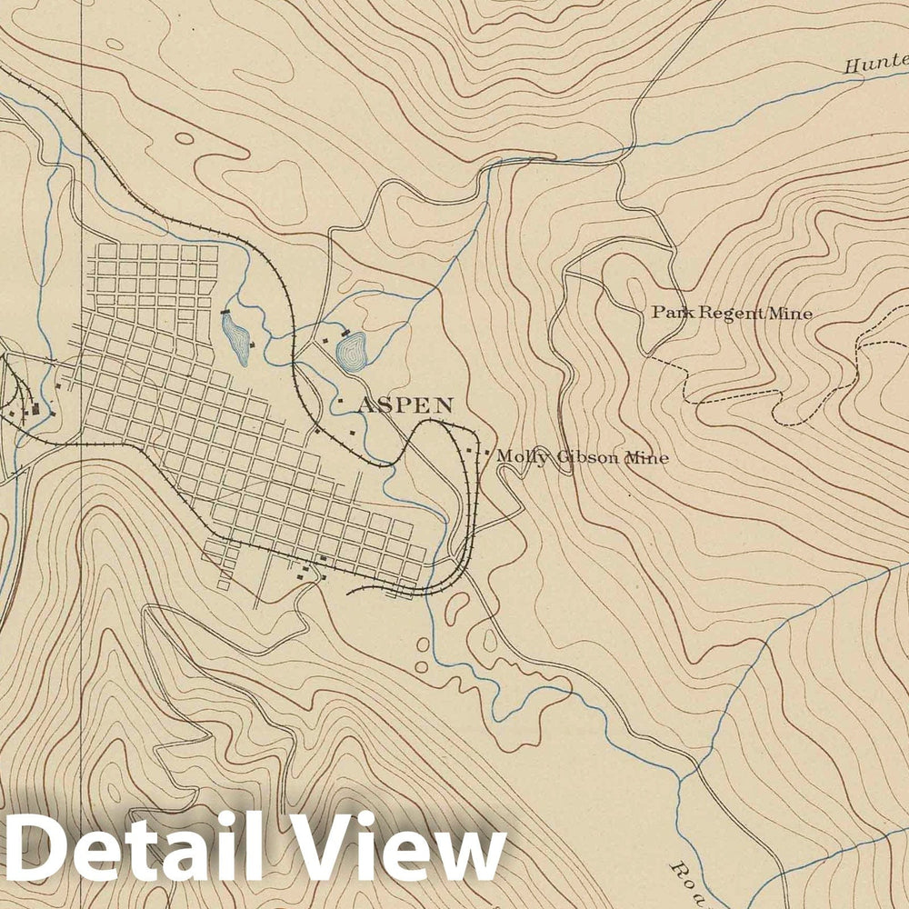 Historic Map : Geologic Atlas - 1898 Aspen District. - Vintage Wall Art