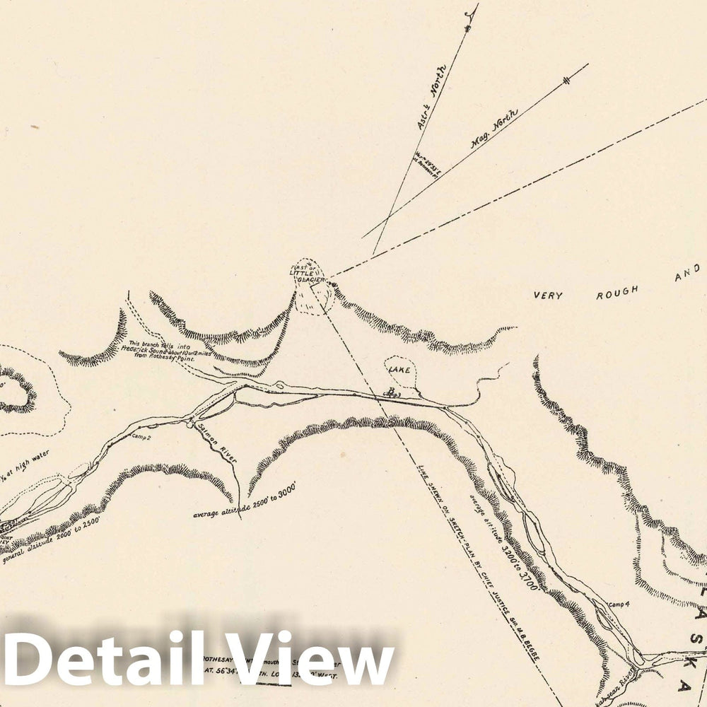 Historic Map : 1877 Hunter's Tracing of Stickeen River - Vintage Wall Art