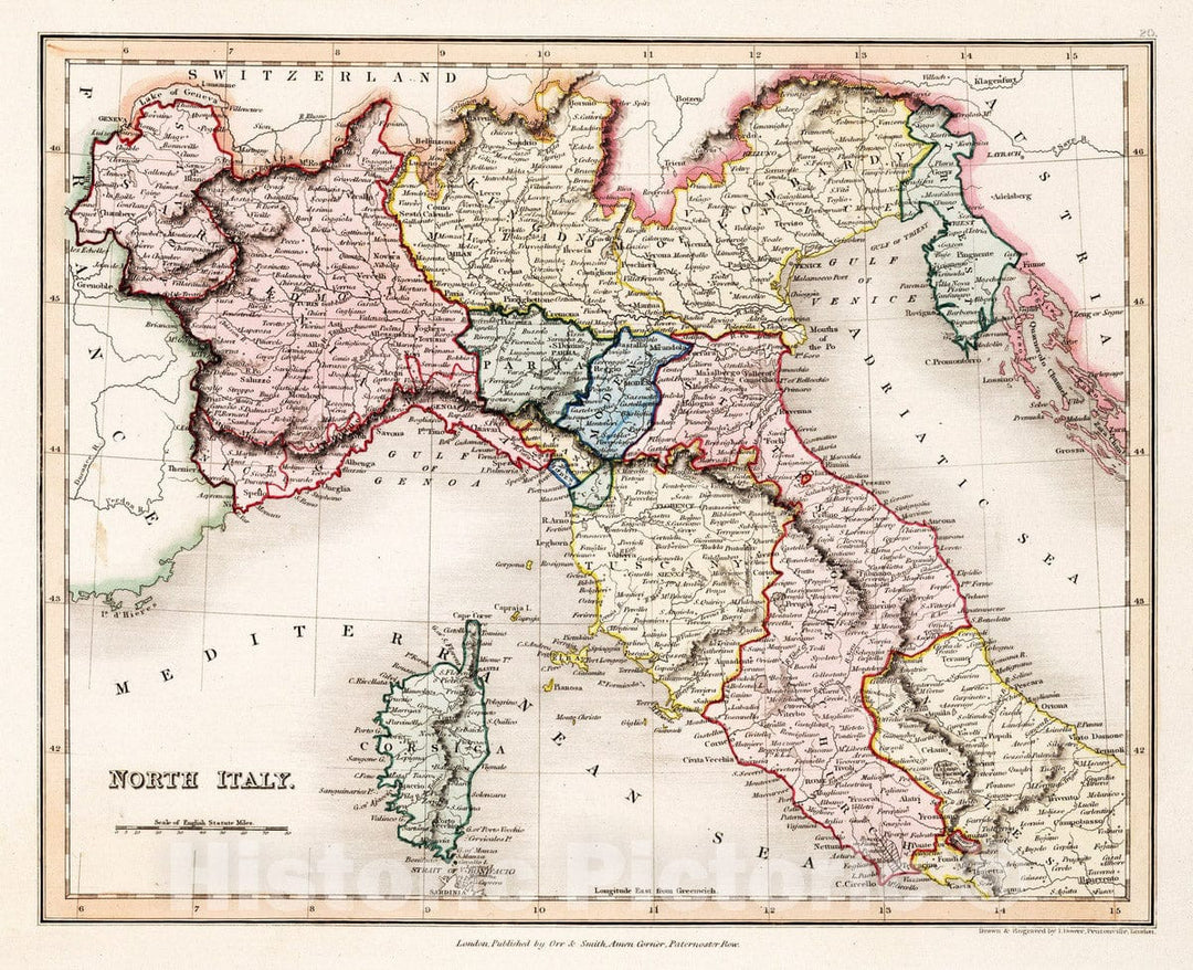 Historic Map : 1832 North Italy. - Vintage Wall Art