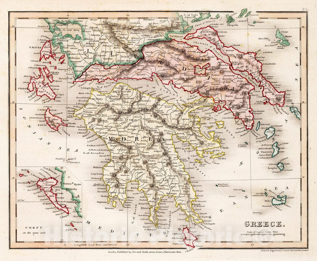 Historic Map : 1832 Greece : Vintage Wall Art