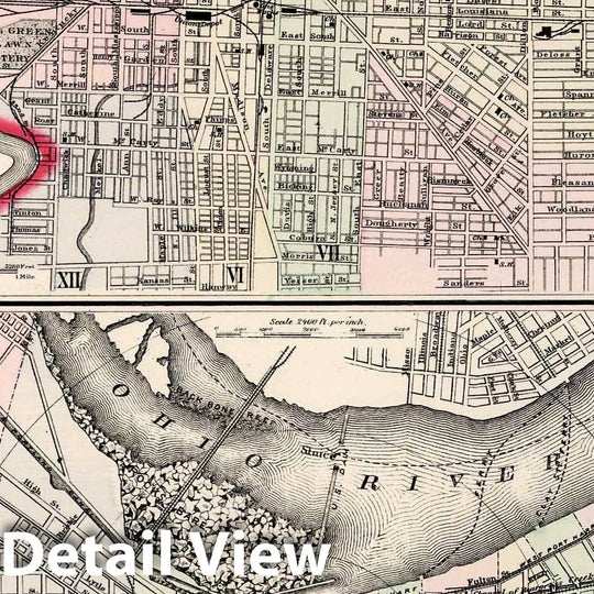 Historic Map : National Atlas - 1884 Indianapolis. Louisville. - Vintage Wall Art