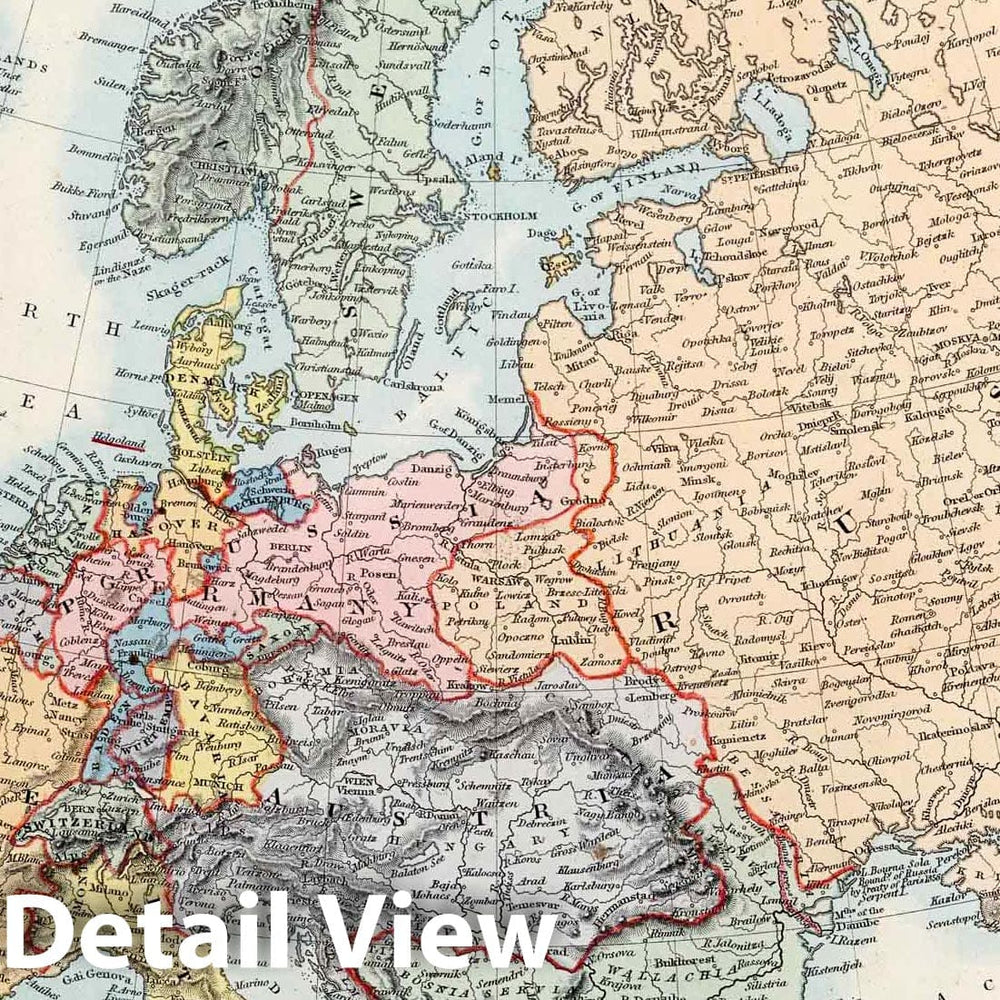 Historic Map : 1865 Europe. v1 - Vintage Wall Art