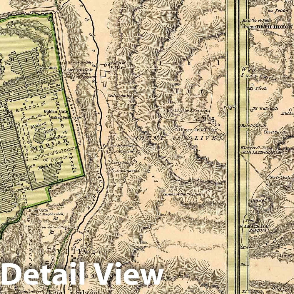 Historic Wall Map : Religious Atlas - 1844 No. 4: Plan of Jerusalem - Vintage Wall Art