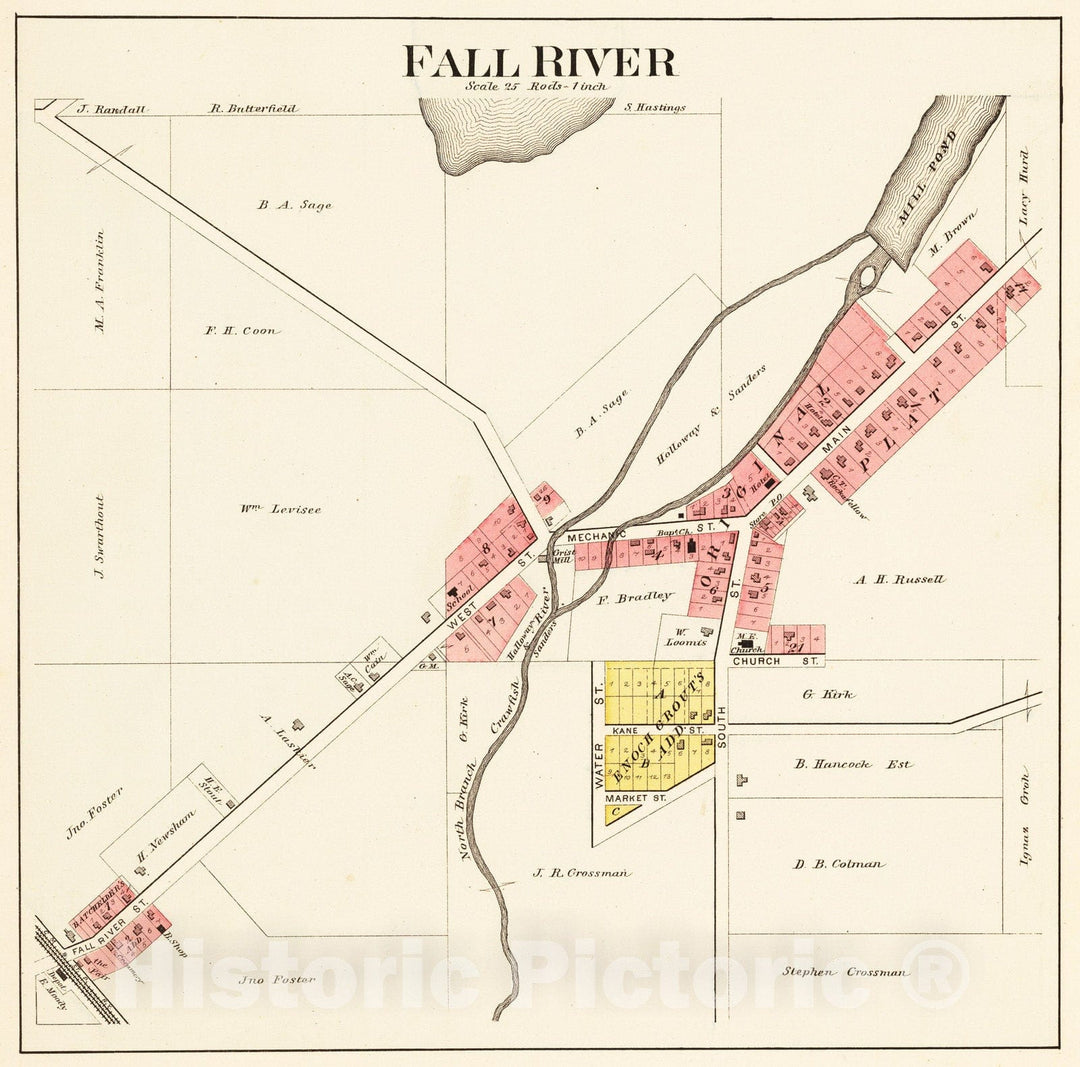 Historic Map : 1890 Fall River, Wisconsin. - Vintage Wall Art