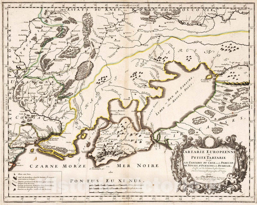 Historic Map : 1704 European Tartary, Ukraine and Russia. - Vintage Wall Art