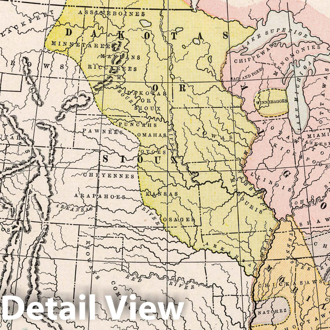 Historic Map : 1901 Map showing the location of the Indian nations in the present united States - Vintage Wall Art