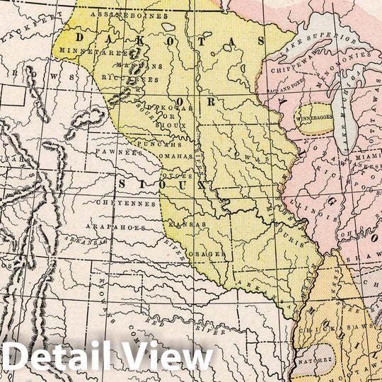 Historic Map : 1901 Map showing the location of the Indian nations in the present united States - Vintage Wall Art