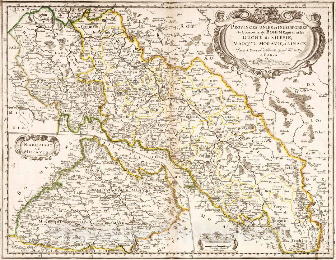 Historic Map : 1679 Silesia, Moravia, and Lusatia, Poland and Czech Republic. - Vintage Wall Art