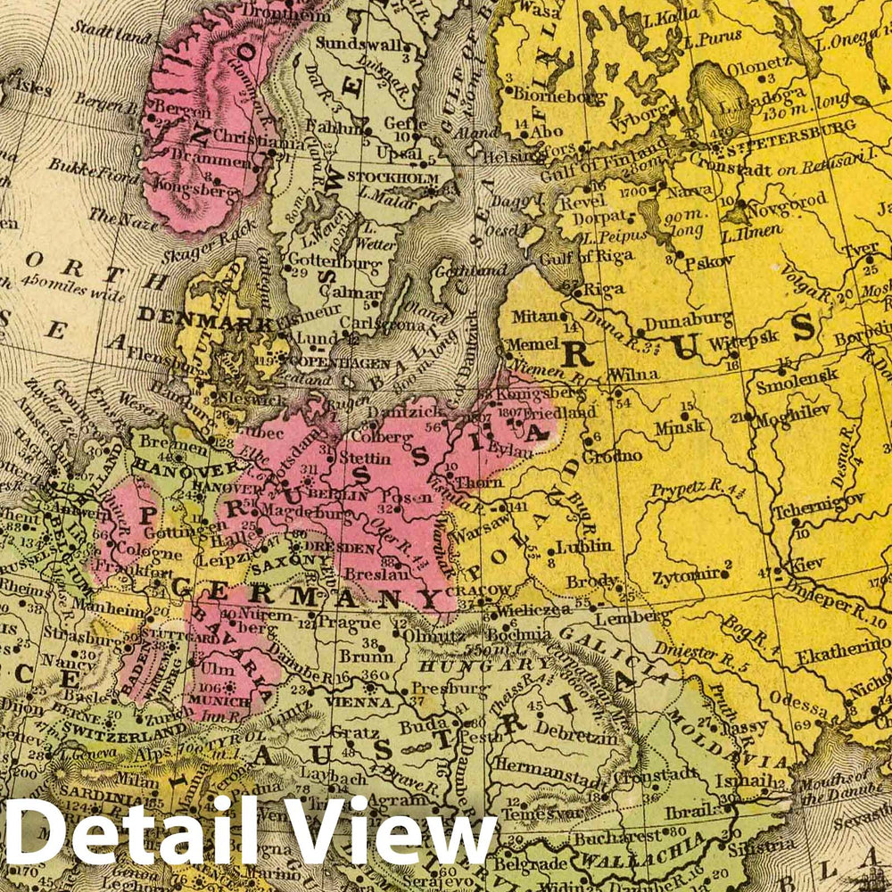 Historic Map : School Atlas - 1847 Europe. - Vintage Wall Art