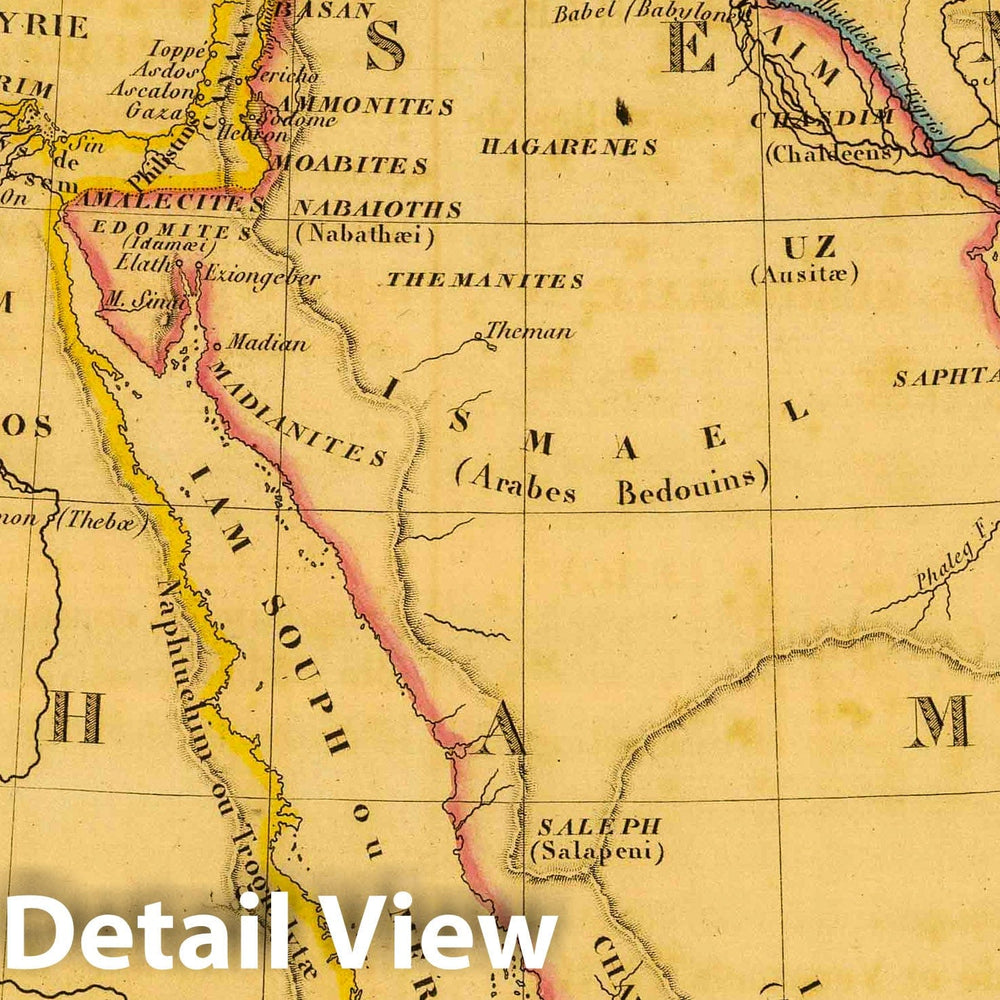 Historic Map : Saudi Arabia; Turkey, Arabia 1837 Geographie des Hebreux. , Vintage Wall Art