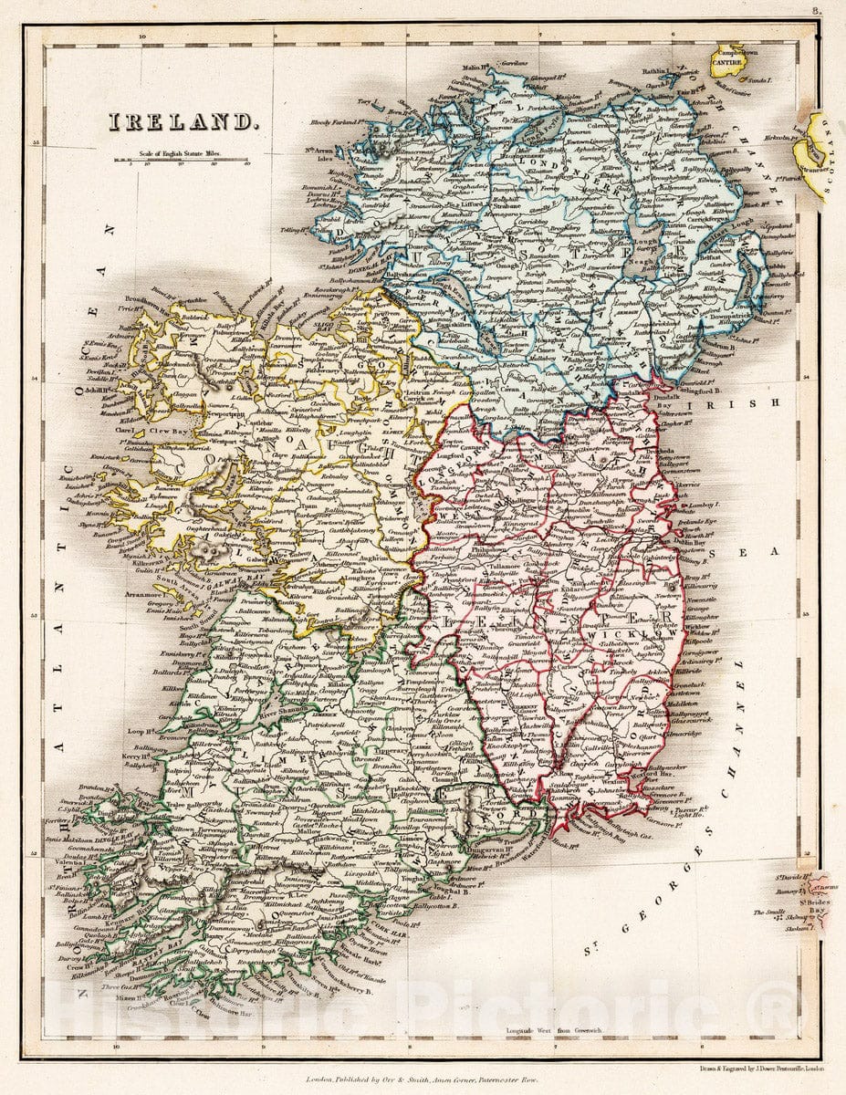 Historic Map : 1832 Ireland. v2 - Vintage Wall Art