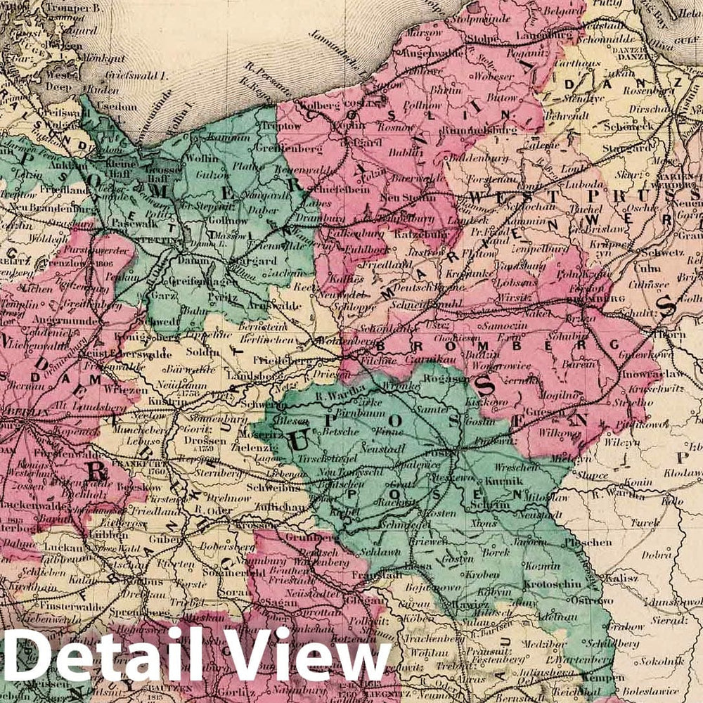 Historic Map : 1873 Germany No. 1. Prussia and Saxony. - Vintage Wall Art