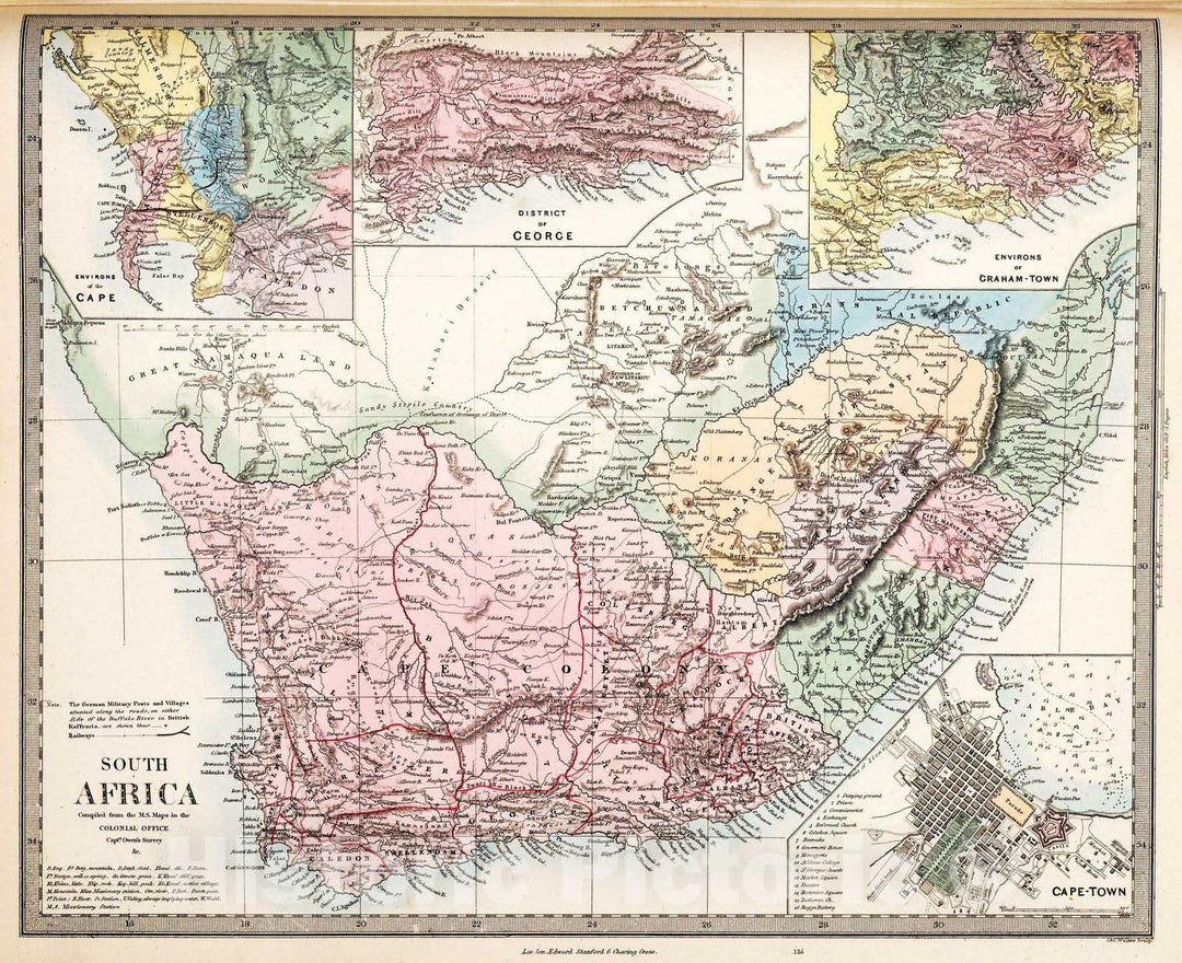 Historic Map : 1865 South Africa. - Vintage Wall Art