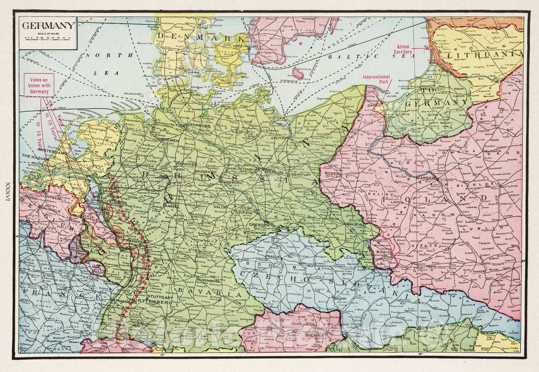 Historic Wall Map : 1925 Germany. - Vintage Wall Art