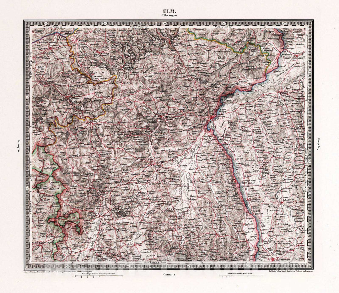 Historic Map : Germany, , Europe 1831 Ulm , Vintage Wall Art