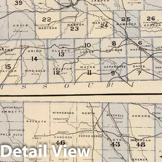 Historic Map : 1875 Maps of the State of Iowa showing representative districts, senatorial districts. - Vintage Wall Art