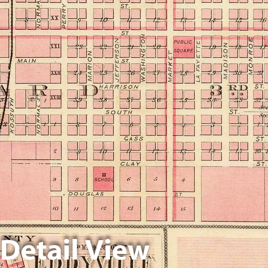 Historic Map : 1875 Plans of Oskaloosa, Eddyville and Albia City, State of Iowa. - Vintage Wall Art