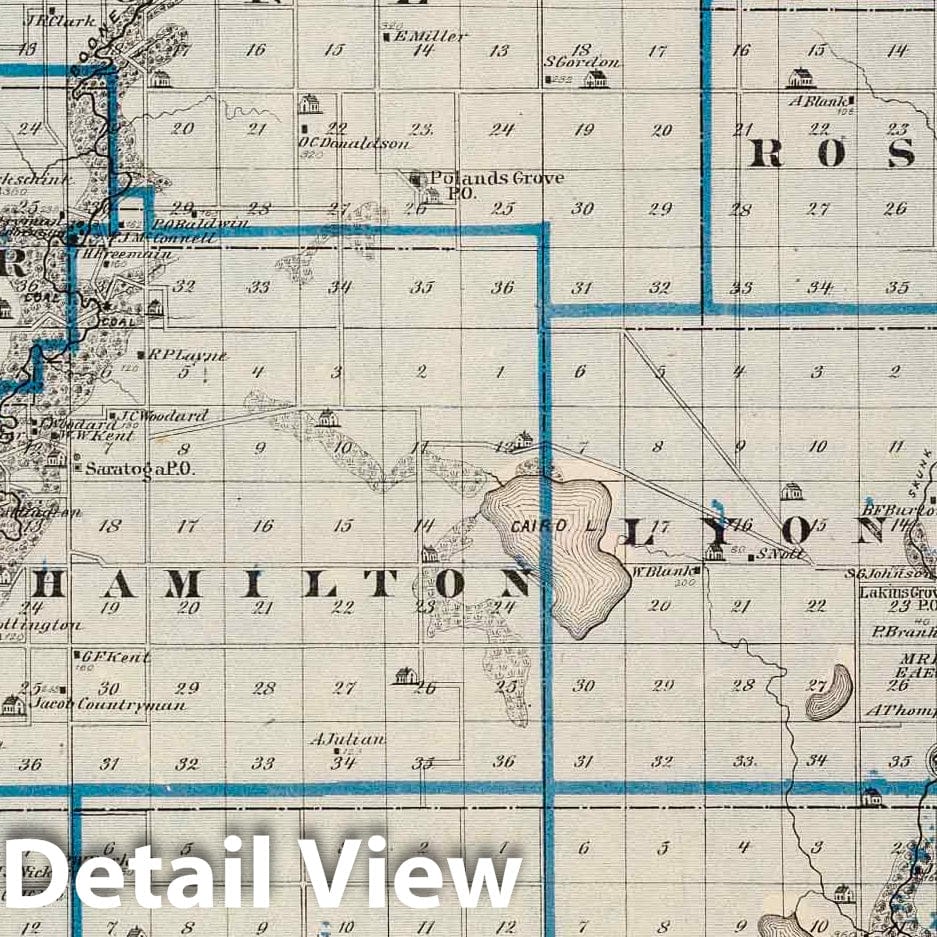 Historic Map : 1875 Map of Hamilton County, State of Iowa. - Vintage Wall Art