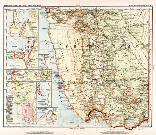 Historic Map : Namibia, 1894 Nr. 17. Suedwestafrikanisches Schutzgebiet. (Southwest Africa Reserve in 4 Sheets, Sheet 3). , Vintage Wall Art