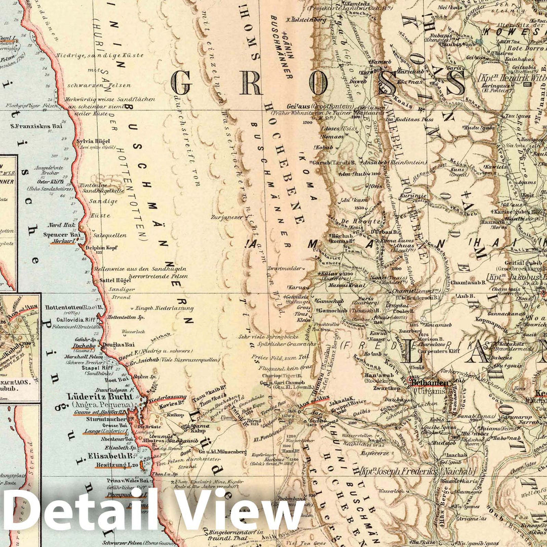 Historic Map : Namibia, 1894 Nr. 17. Suedwestafrikanisches Schutzgebiet. (Southwest Africa Reserve in 4 Sheets, Sheet 3). , Vintage Wall Art