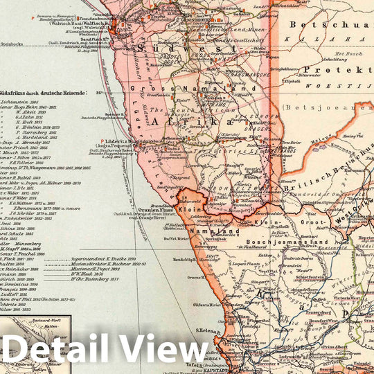 Historic Map : South Afrrica, 1896 Nr. 18. Suedwestafrikanisches Schutzgebiet. (Southwest Africa Reserve in 4 Sheets, Sheet 4). , Vintage Wall Art