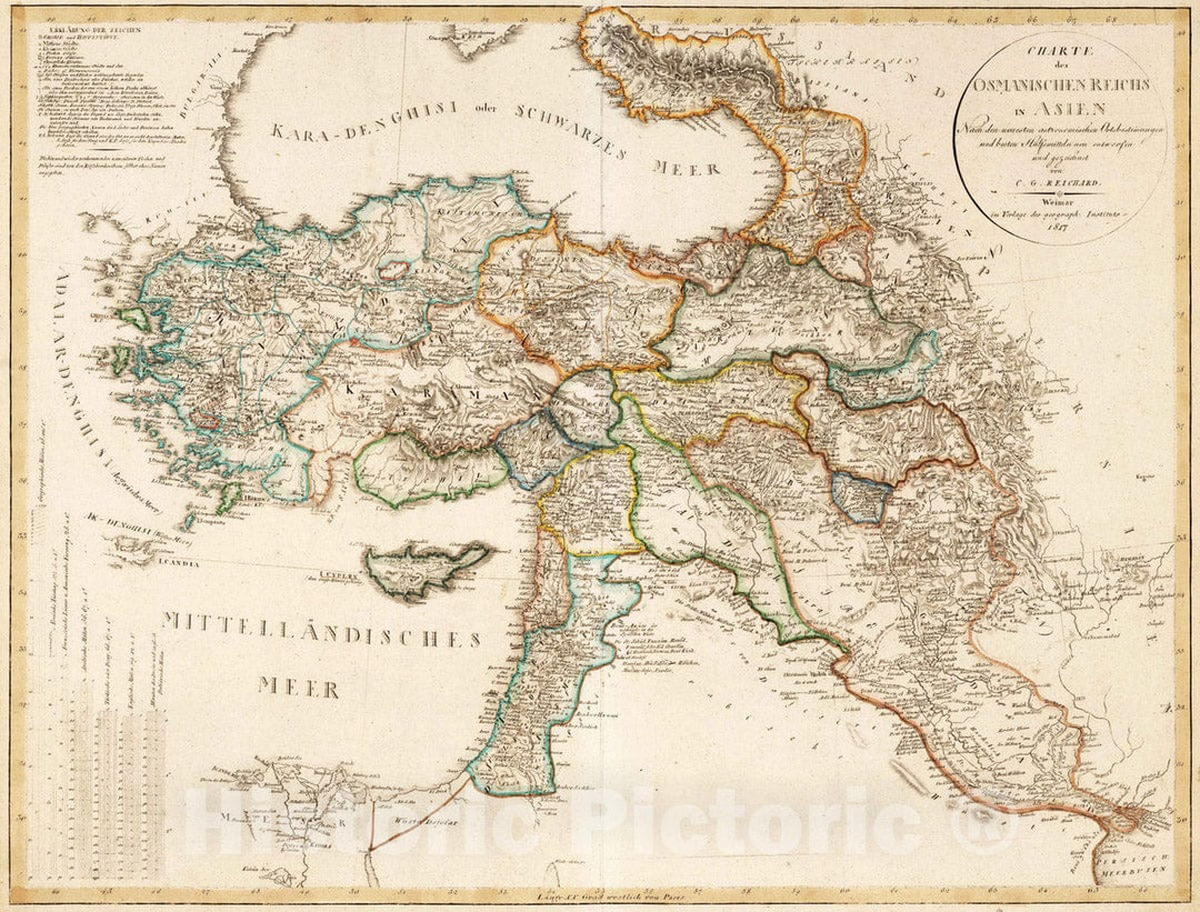 Historic Wall Map : 1817 XLII. Ottoman Empire in Asia. - Vintage Wall Art