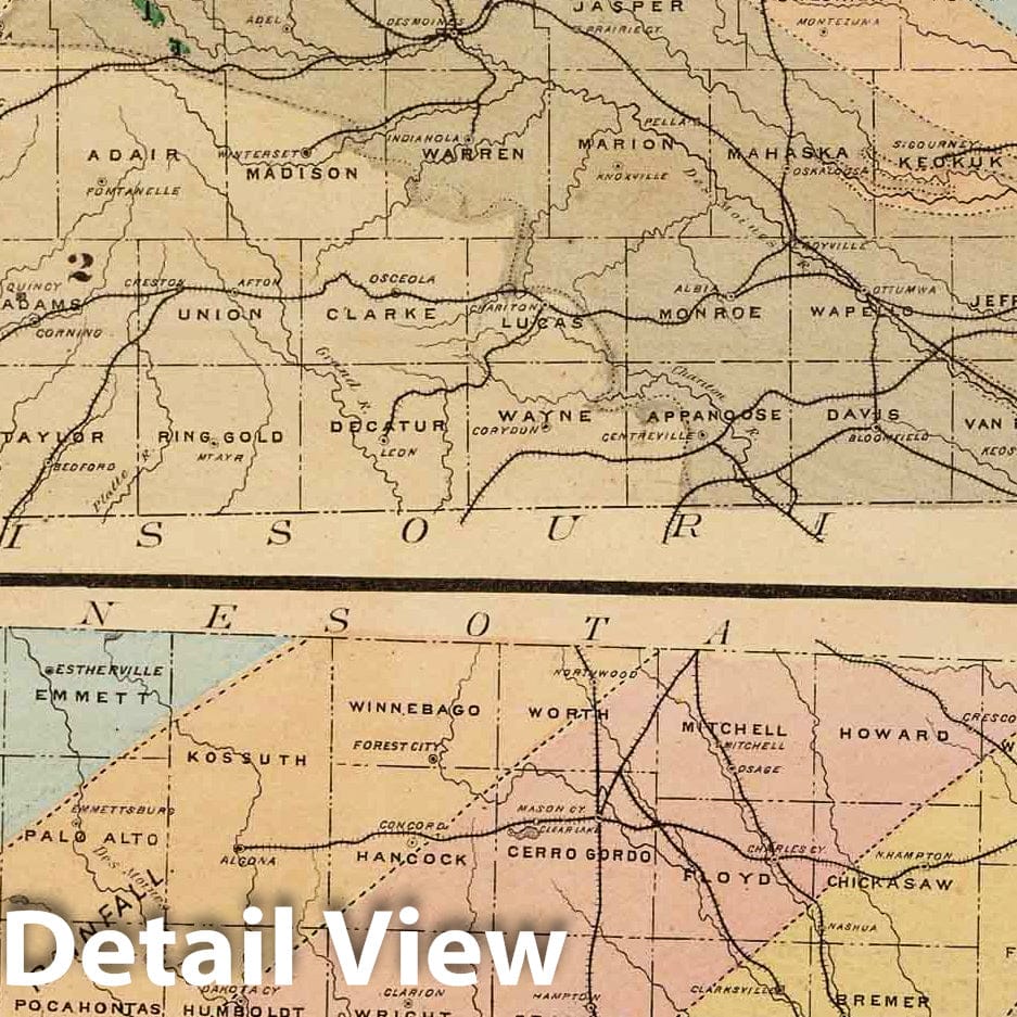 Historic Map : 1875 Geological map of the State of Iowa, Climatological map of the State of Iowa. - Vintage Wall Art