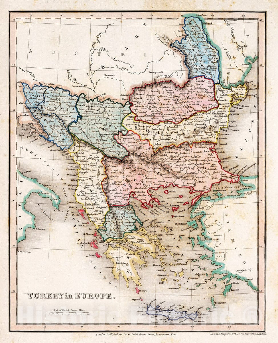 Historic Map : 1832 Turkey in Europe. v2 - Vintage Wall Art