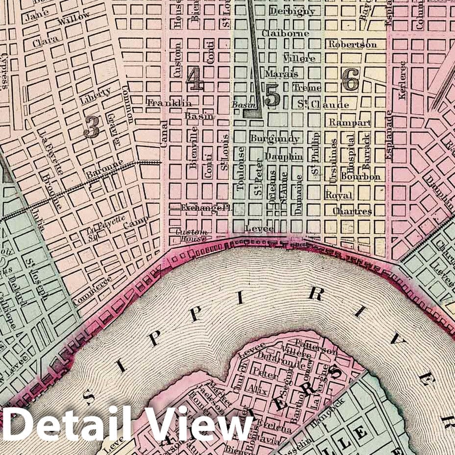 Historic Wall Map : 1877 Plan of New Orleans - Vintage Wall Art