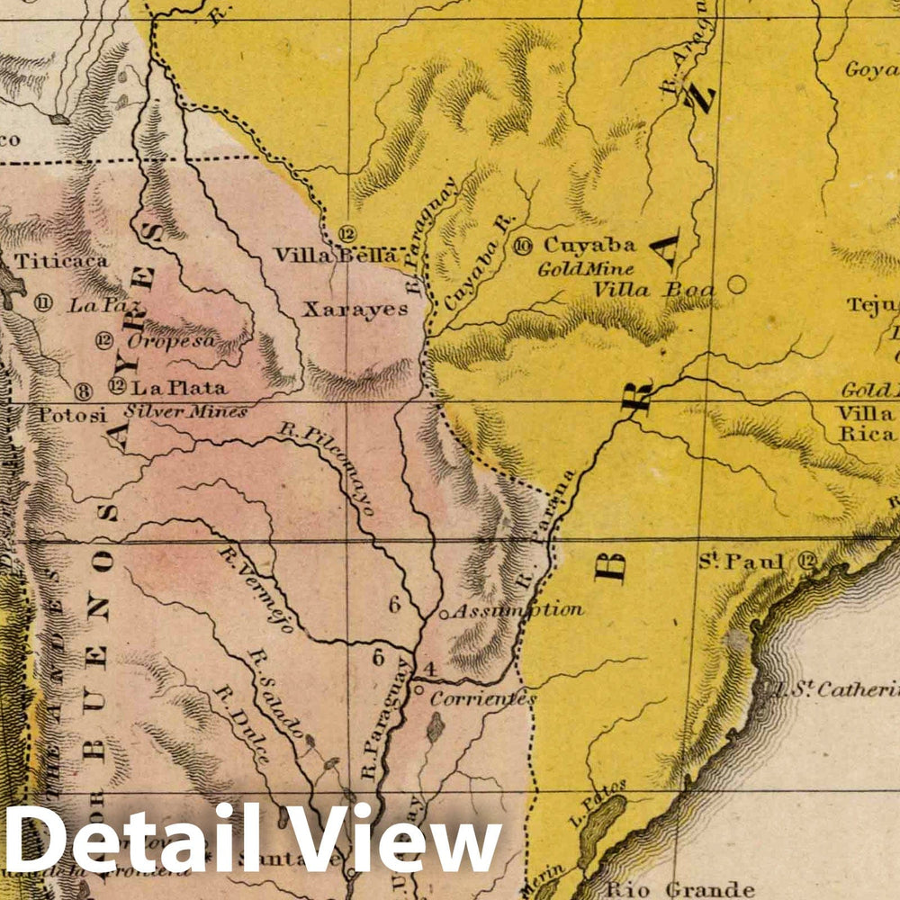 Historic Map : School Atlas - 1824 South America - Vintage Wall Art