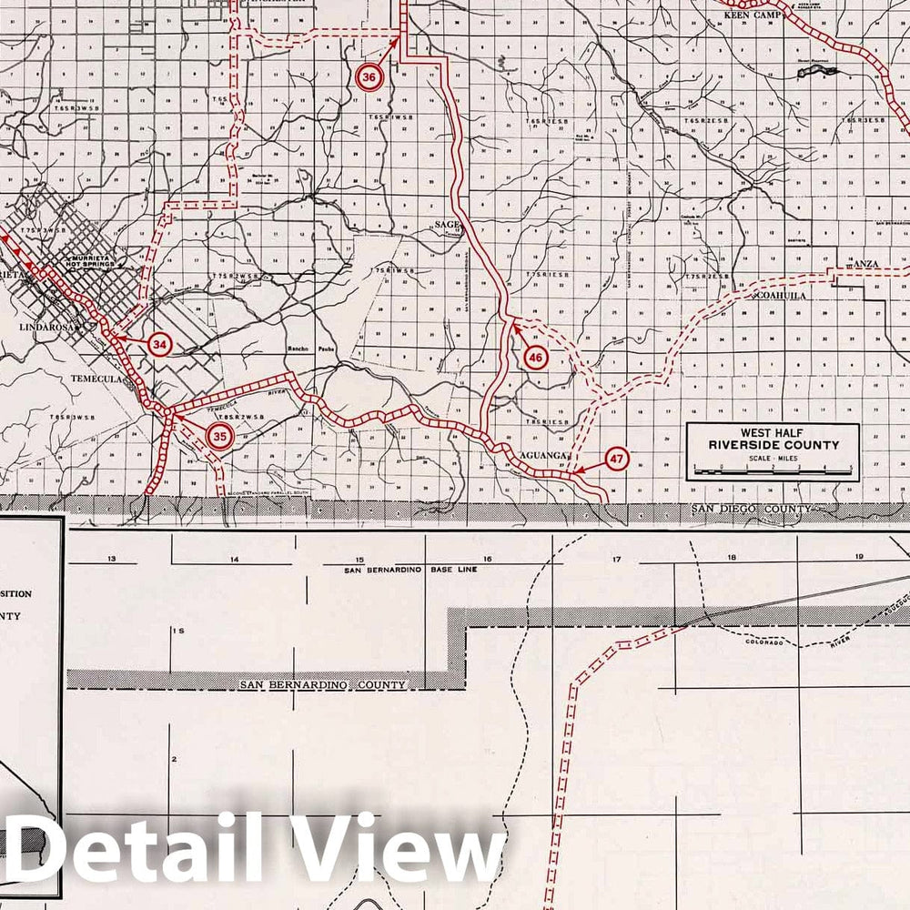 Historic Map : 1935 Riverside County. - Vintage Wall Art