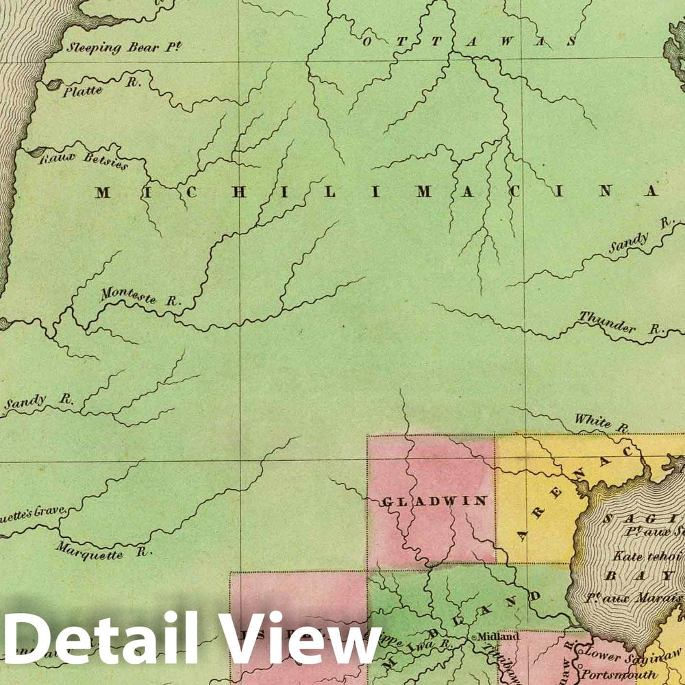 Historic Map : 1841 Michigan. - Vintage Wall Art