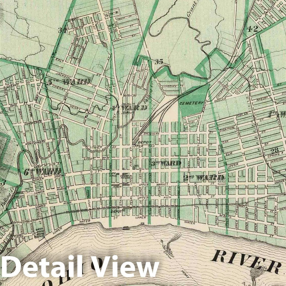 Historic Map : 1876 Plan of the City of New Albany, Floyd Co, Indiana. - Vintage Wall Art