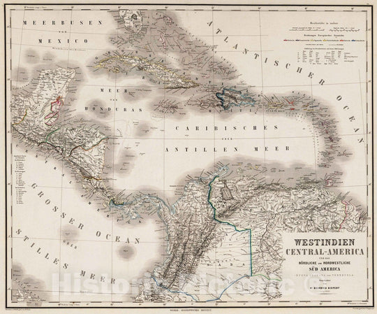 Historic Map : 1875 West Indies. Central America. Colombia. Venezuela. - Vintage Wall Art