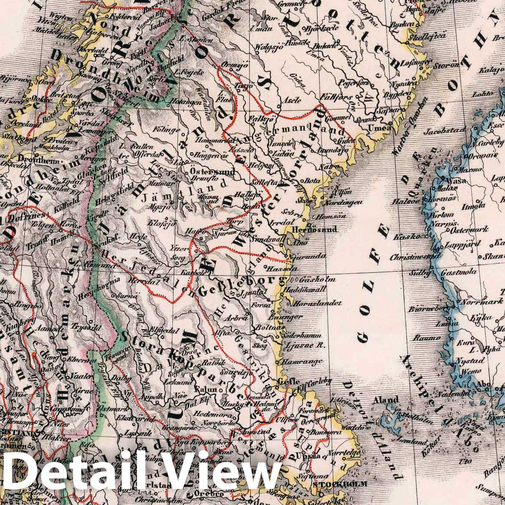 Historic Map : Denmark, Scandinavia 1834 37. Carte Generale de la Peninsule Scandinavique (Suede et Norwege) et Danemark. , Vintage Wall Art