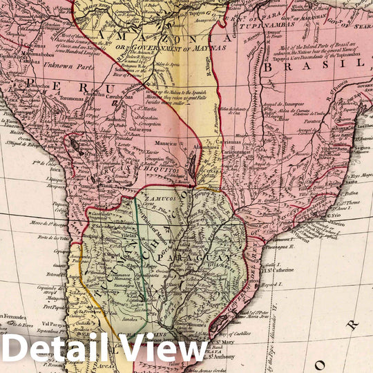 Historic Map : 1755 South America Shewing the Spanish & Portuguese Settlements. - Vintage Wall Art