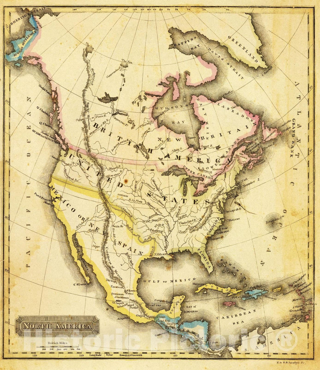 Historic Map : School Atlas - 1820 North America. - Vintage Wall Art