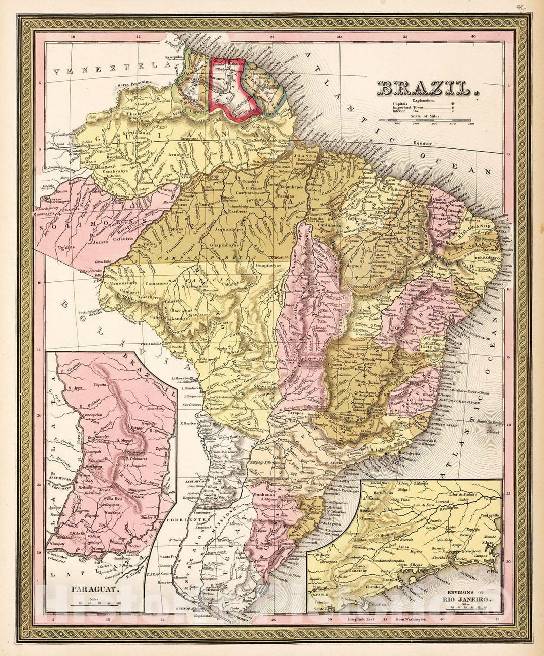 Historic Map : 1850 Brazil. - Vintage Wall Art