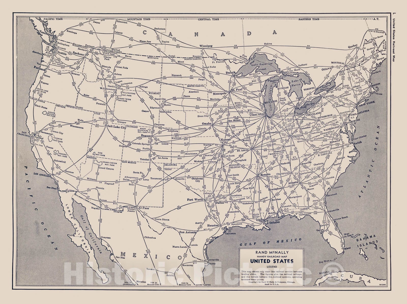 Historic Map - National Atlas - 1940 United States Railroad map - Vintage Wall Art