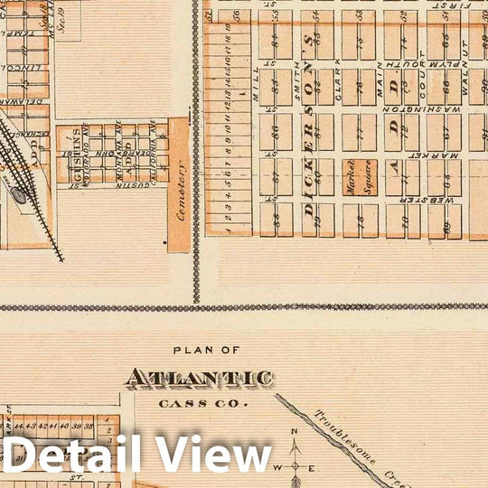 Historic Map : 1875 Plans of Atlantic, Osceola, Lewis, Hopeville and Murray, State of Iowa. - Vintage Wall Art