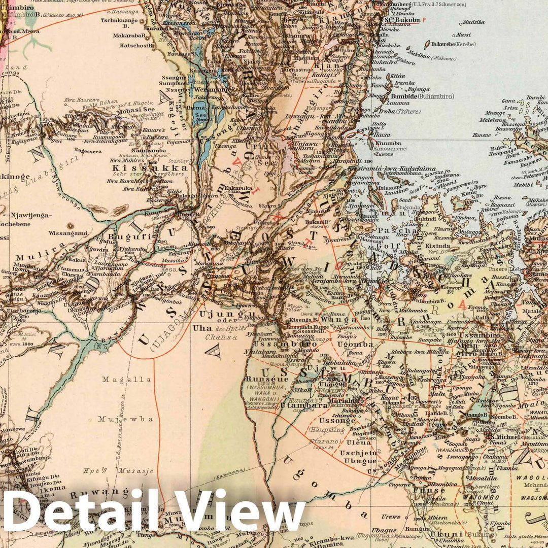 Historic Map : Uganda, 1897 Nr. 19. Ostafrikanisches Schutzgebiet in 4 Blaettern, Blatt 1. (East African reserve in 4 sheets, sheet 1.) , Vintage Wall Art